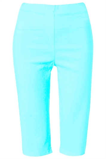 Turquoise Knee Length Stretch Shorts, Image 5 of 5