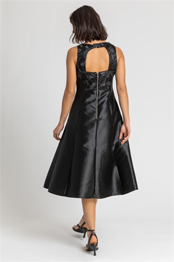 Black Sparkle Embellished Fit & Flare Dress, Image 2 of 4