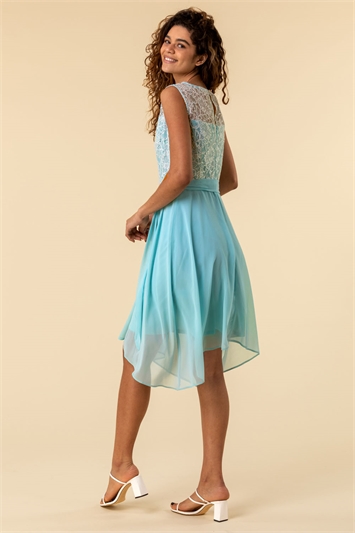 Aqua Lace Detail Fit And Flare Dress, Image 2 of 4
