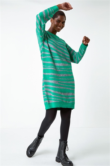 Green Animal Print Jumper Dress