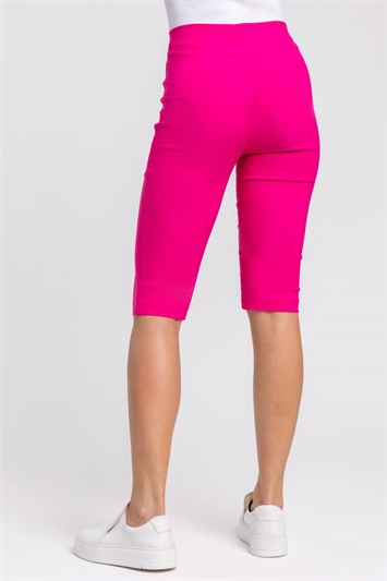 Pink Fluor Knee Length Stretch Shorts, Image 2 of 4