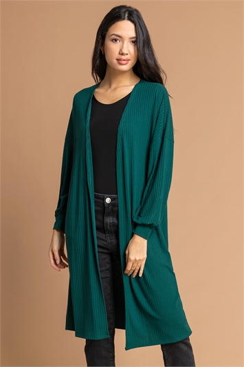 Forest Longline Ribbed Texture Cardigan