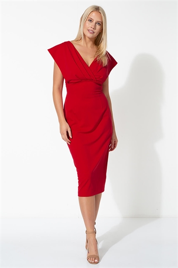 Red Cross Front Midi Dress, Image 3 of 4