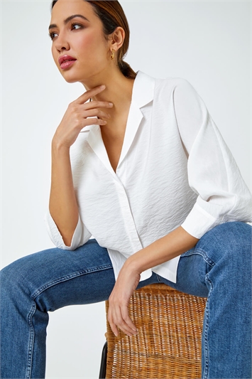 White Plain Relaxed Collared Shirt