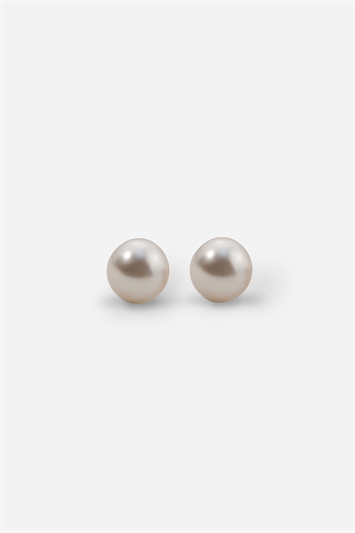 Cream 8Mm Faux Pearl Sterling Silver Stud Earrings