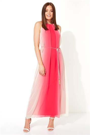 Pink Ombre Chiffon Maxi Dress