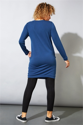 Front Pocket Long Sleeve Cocoon Dress