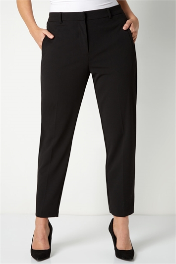 Black Curve Straight Smart Trousers