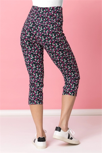 Multi Ditsy Floral Cropped Stretch Trouser, Image 2 of 4