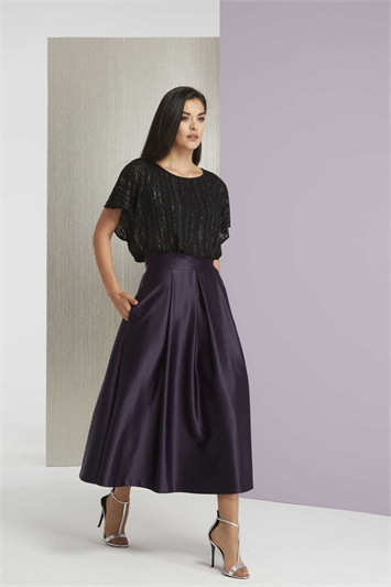 Purple Full Satin Skirt