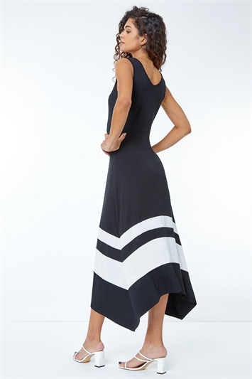 Black Border Print Jersey Stretch Midi Dress, Image 2 of 5