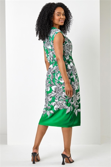Green Petite Floral Wrap Dress, Image 2 of 5