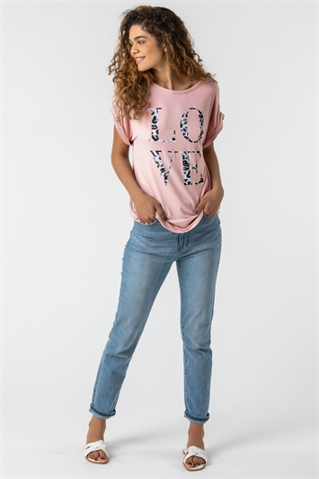 Light Pink Animal Print Love T-Shirt