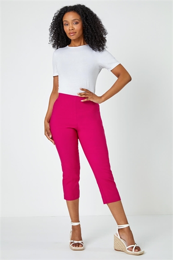 Cropped peg trousers, length 24.5, raspberry pink, Anne Weyburn