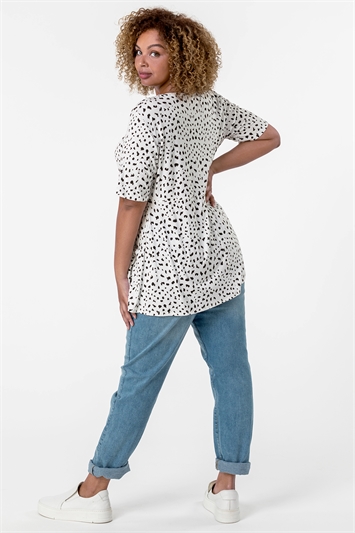 Ivory Curve Spot Print Gathered Top, Image 2 of 4