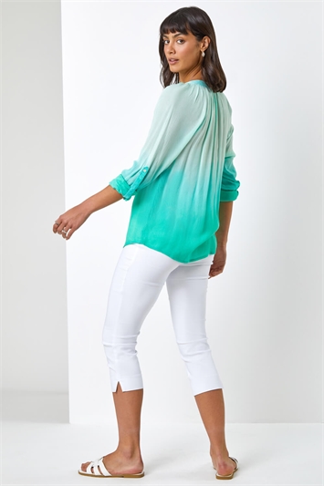 Green Sequin Embellished Ombre Blouse, Image 2 of 5