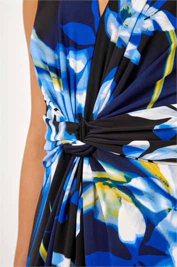 Black Floral Twist Stretch Jersey Maxi Dress, Image 5 of 5