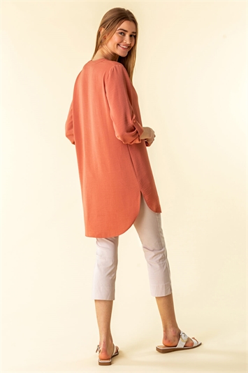 Salmon Longline Button Detail Tunic Top, Image 3 of 4