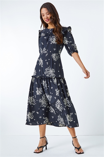 Floral Frill Detail Tiered Maxi Dress and this?