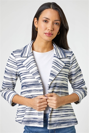 Ivory Textured Stripe Blazer Jacket, Image 1 of 4