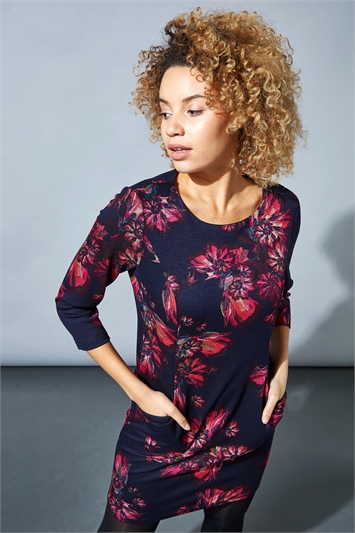 Abstract Floral Shift Dress
