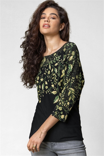 Floral Border Print Jersey Topand this?