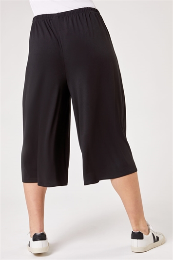 Black Curve Plain Culotte Trousers, Image 2 of 4