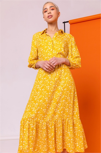 Amber Spot Print Tiered Shirt Dress, Image 5 of 5