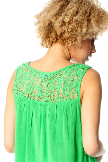 Green Lace Back Keyhole Detail Top