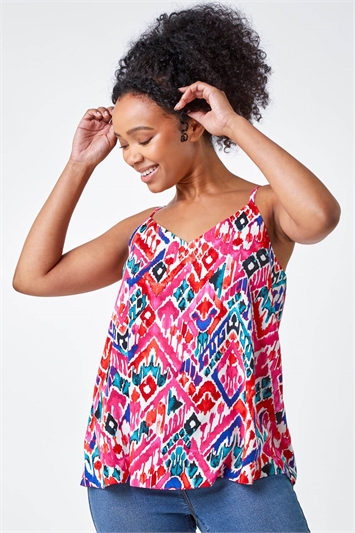 Pink Petite Aztec Print Vest Top