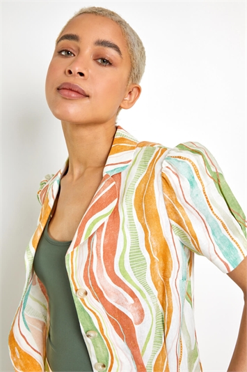 White Retro Wave Button Up Top, Image 5 of 5