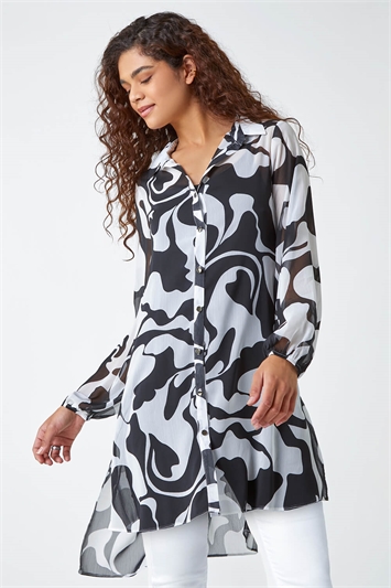 Multi Abstract Print Longline Blouse