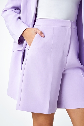 Purple Tailored Bermuda Shorts