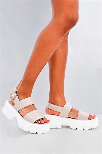 Natural Quilted Chunky Rigid Sandals