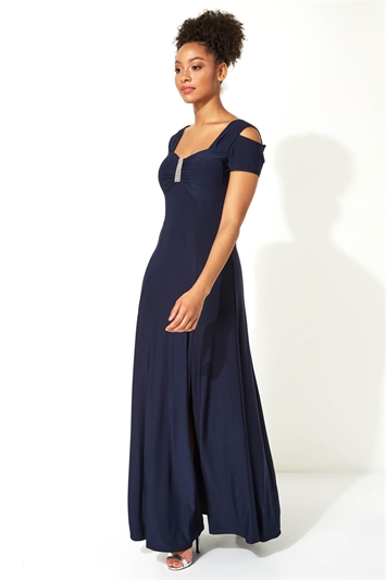 Diamante Cold Shoulder Maxi Dress