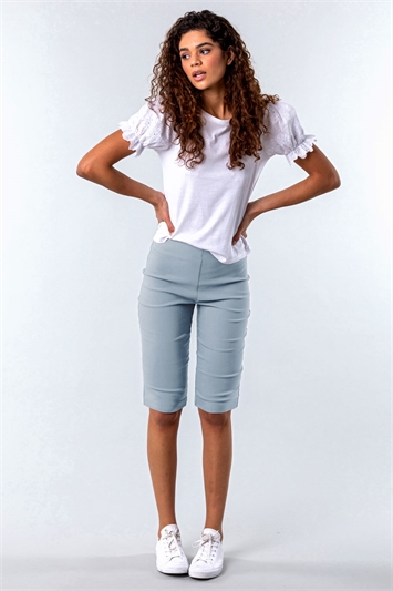 Grey Knee Length Stretch Shorts, Image 3 of 4