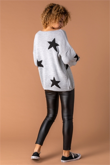 GREY Slouch Star Jumper, Image 3 of 5