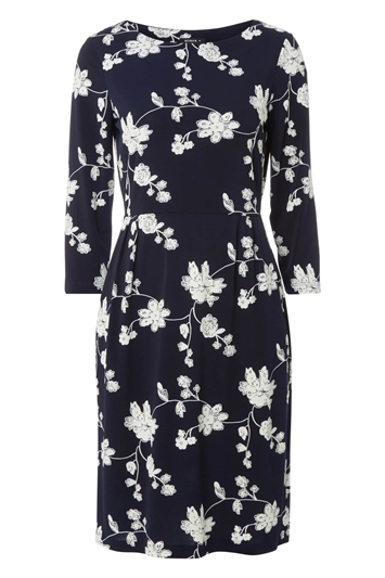 Floral Print Dress in Navy - Roman Originals UK