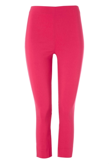 Cropped Stretch Trouser in Cerise Pink - Roman Originals UK