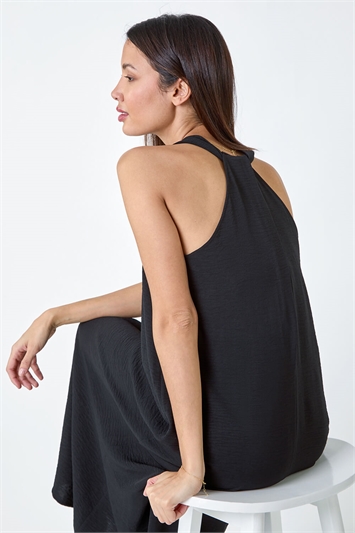 Black Plain Twist Detail Trapeze Maxi Dress