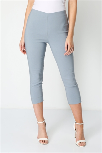 Grey Cropped Stretch Trouser, Image 1 of 5