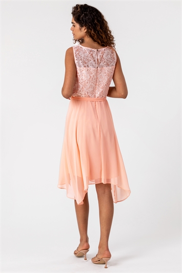 Light Pink Lace Detail Fit And Flare Dress, Image 2 of 5