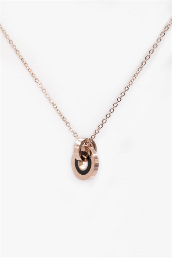 Rose Gold Stainless Steel Chunky Hoop Pendant Necklace