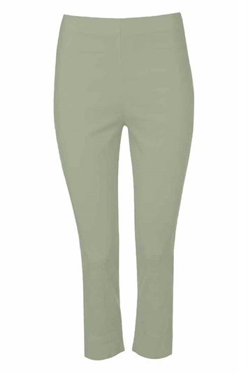 Khaki Cropped Stretch Trouser, Image 4 of 4