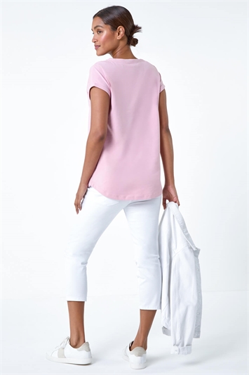 Pink Plain Stretch Cotton Jersey T-Shirt
