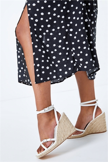 Black Petite Spot Print Midi Skirt, Image 5 of 5