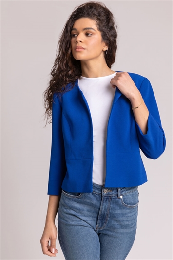 Blue Tailored Jacquard Jacket