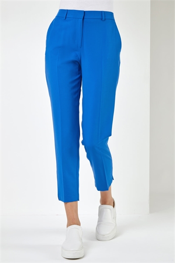 Blue Smart Tapered Stretch Trousers