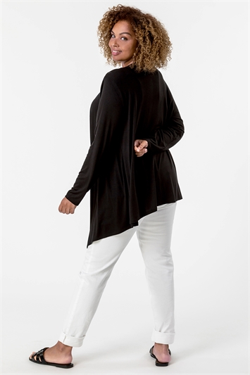 Black Curve Waterfall Front Jersey Cardigan, Image 2 of 4
