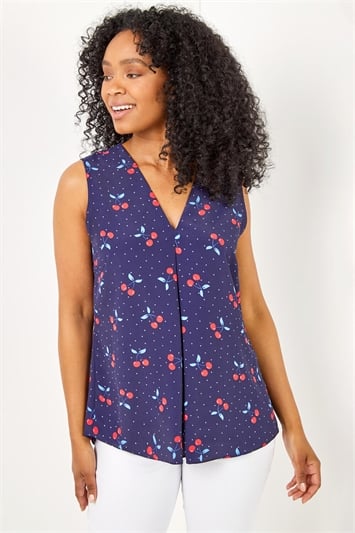Petite Cherry Spot Print Pleat Front Top and this?